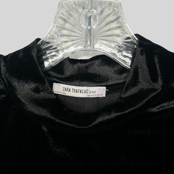 Zara Black Velvet Peplum Top - Picture 3 of 4